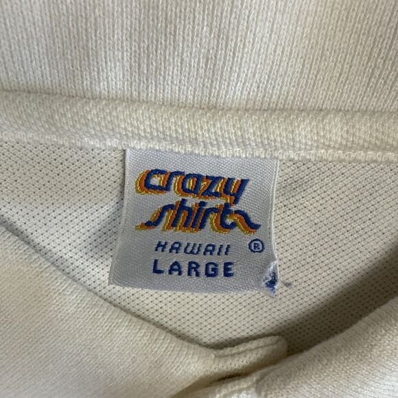 Crazy Shirts Hawaii Men’s L White T-Shirt Woody Station Wagon Embroidered - Picture 3 of 7